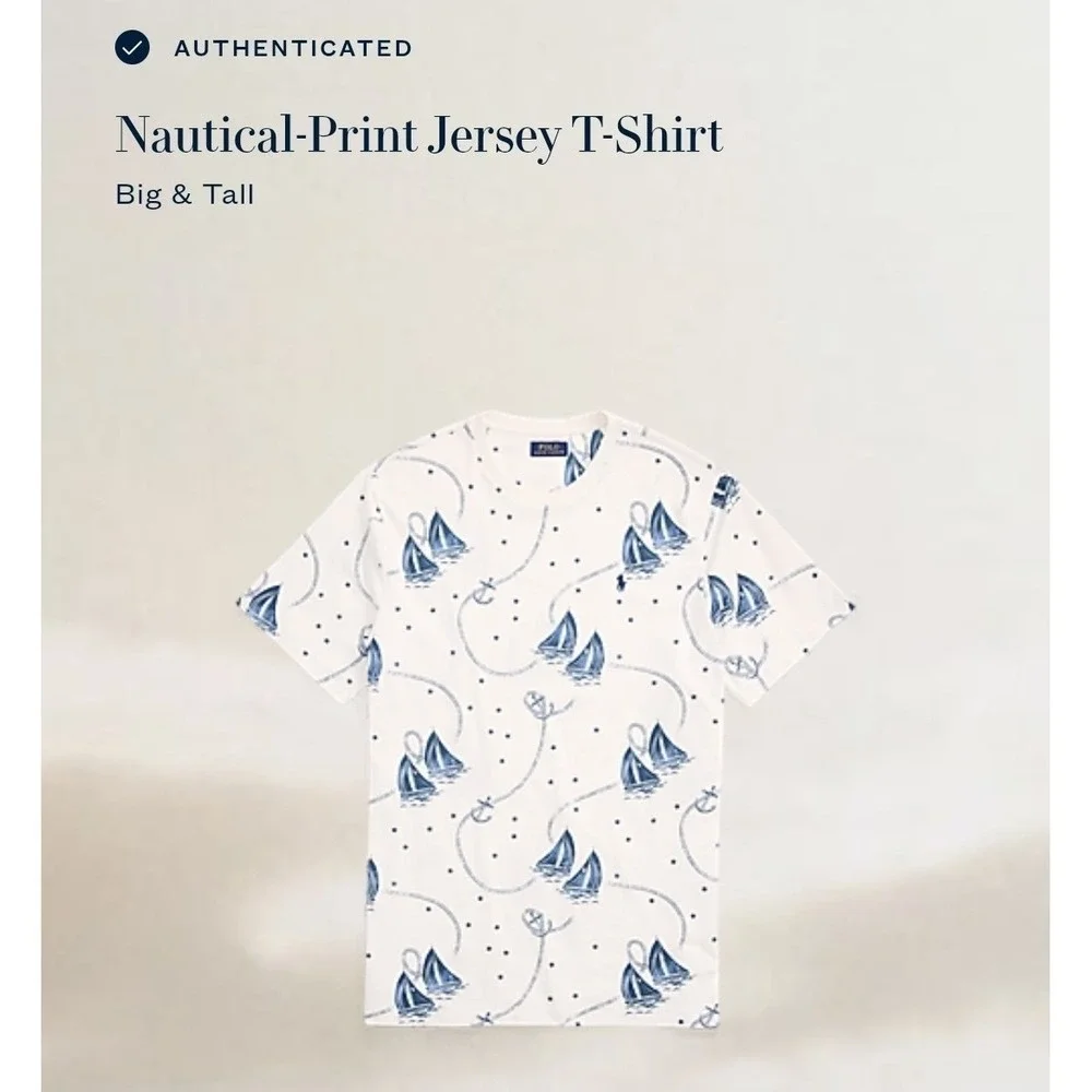 Polo Ralph Lauren White Nautical Graphic Short Sleeve T-Shirt Men's 4XLT NWT $65